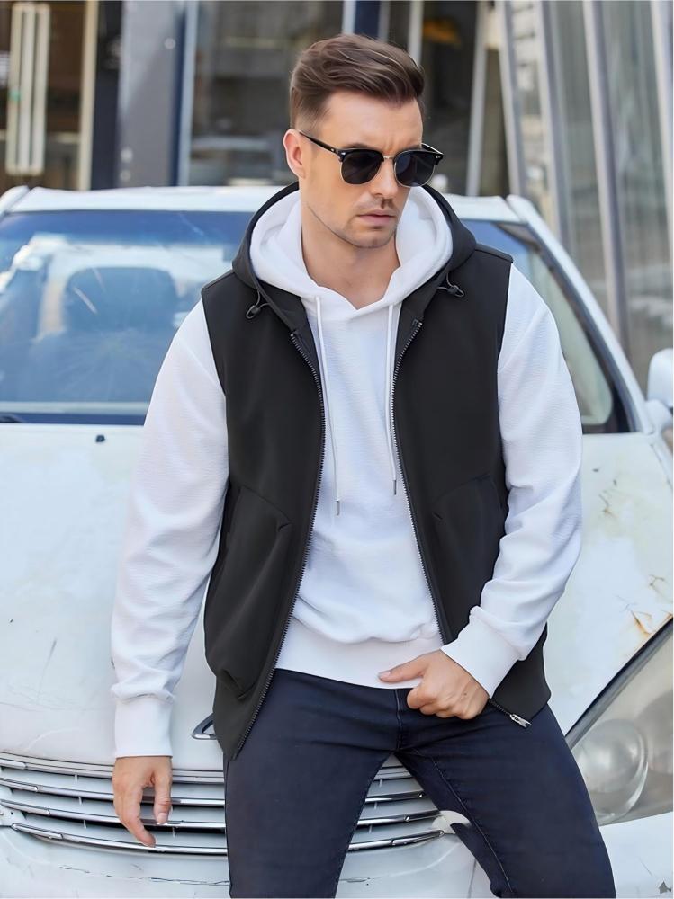 GorgeousBen Men's Casual Hooded Vest Loose Fit 100% Polyester for Summer Outdoor