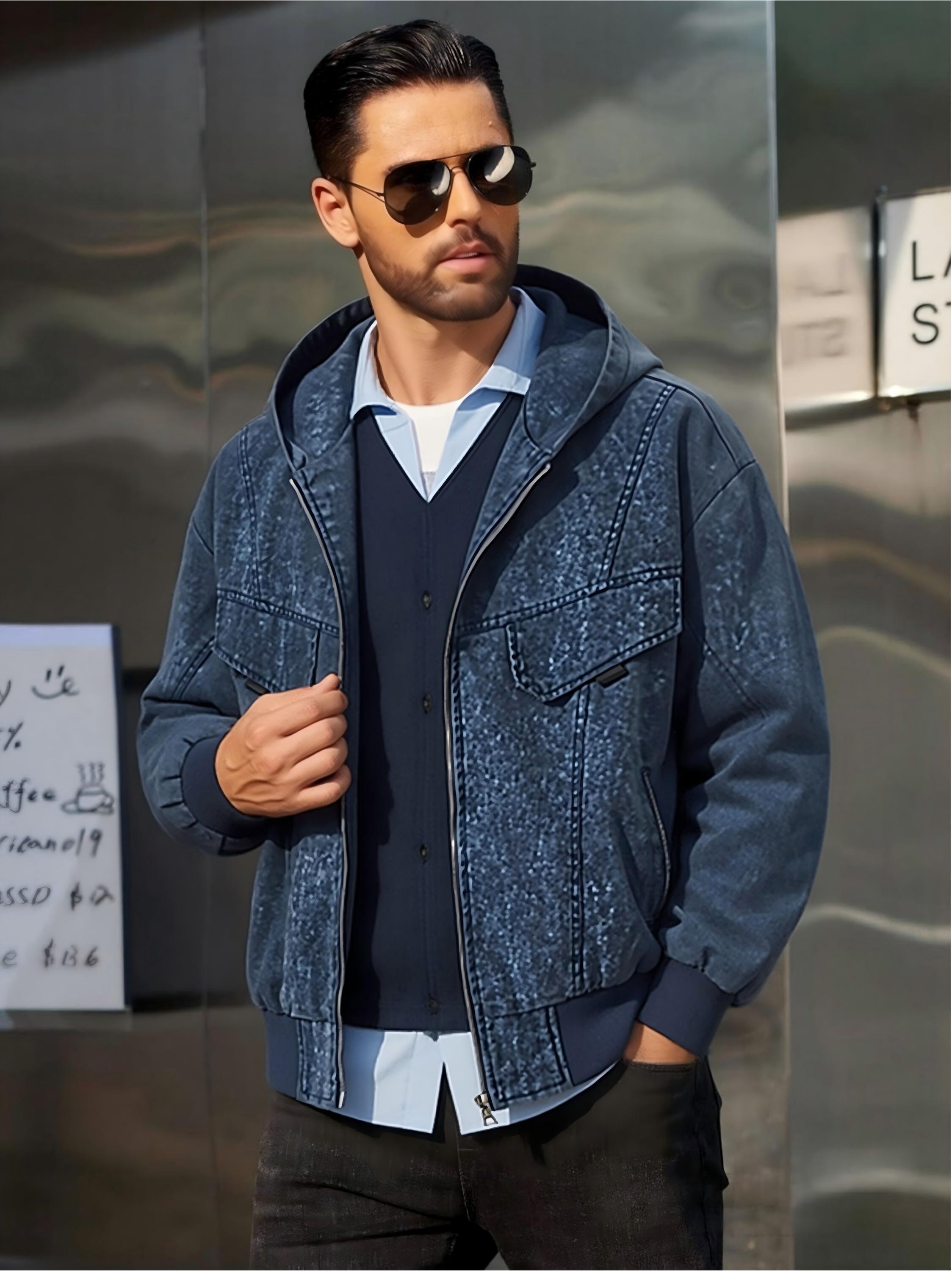 GorgeousBen Men's Color Block Turn-Down Collar American Style Loose Casual Jacket for Spring