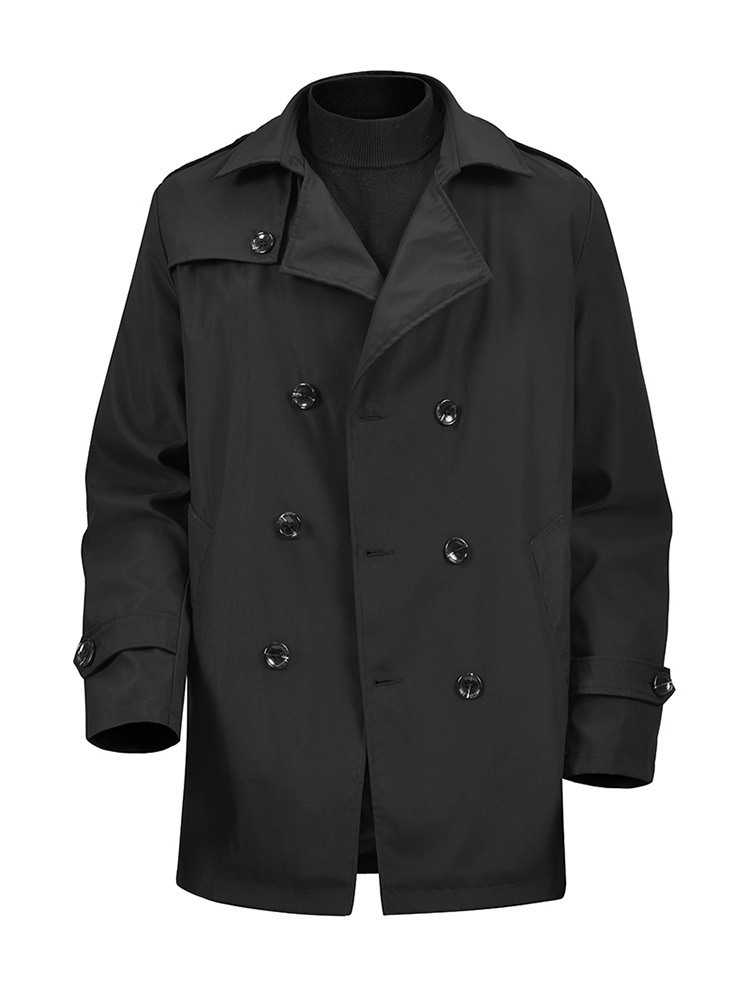 Cross-Border Wholesale Mid-Length Young Men's Khaki Business Casual Double-Breasted Autumn Slim Coat