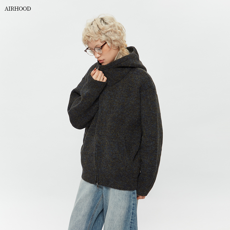 Knitted Cardigan Men's New Autumn and Winter Solid Color Simple and Handsome Thickened Design Sweater Jacket Foreign Trade Cross-Border Wholesale
