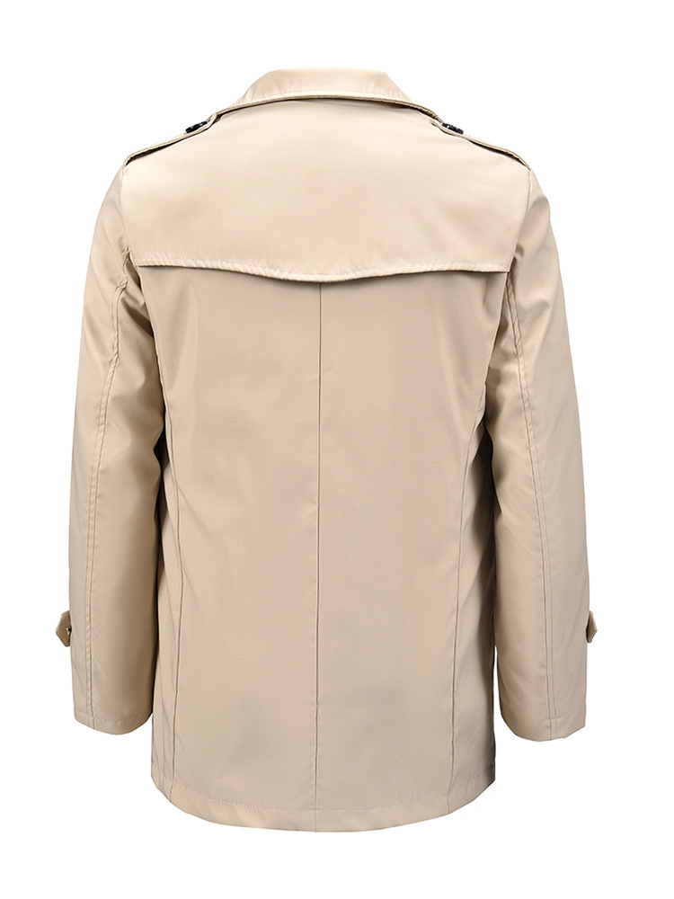 Cross-Border Wholesale Mid-Length Young Men's Khaki Business Casual Double-Breasted Autumn Slim Coat