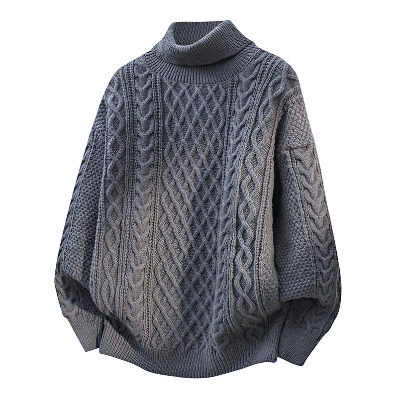 Zodiac Year Red Turtleneck Knitwear Autumn and Winter Men's Lazy High-End Thick Hemp Flower Knitwear Christmas Foreign Trade Cross-Border Wholesale