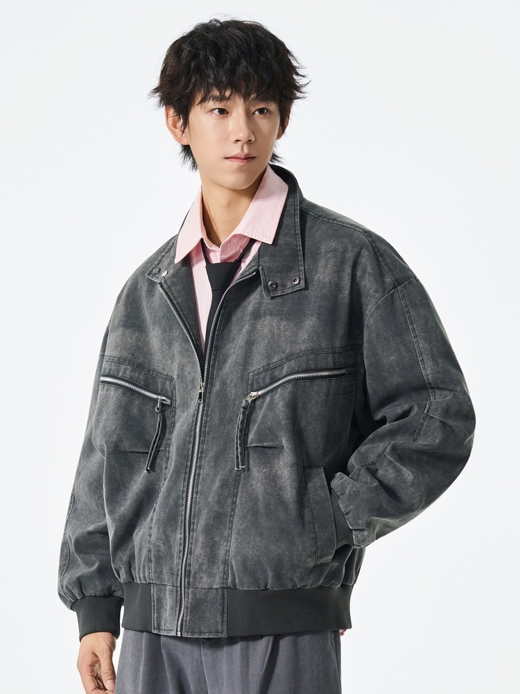 Cross-Border Tiktok Popular Item: Melard Lapel Color-Block American-Style Jacket for Early Spring Men's Outerwear, Couple Style