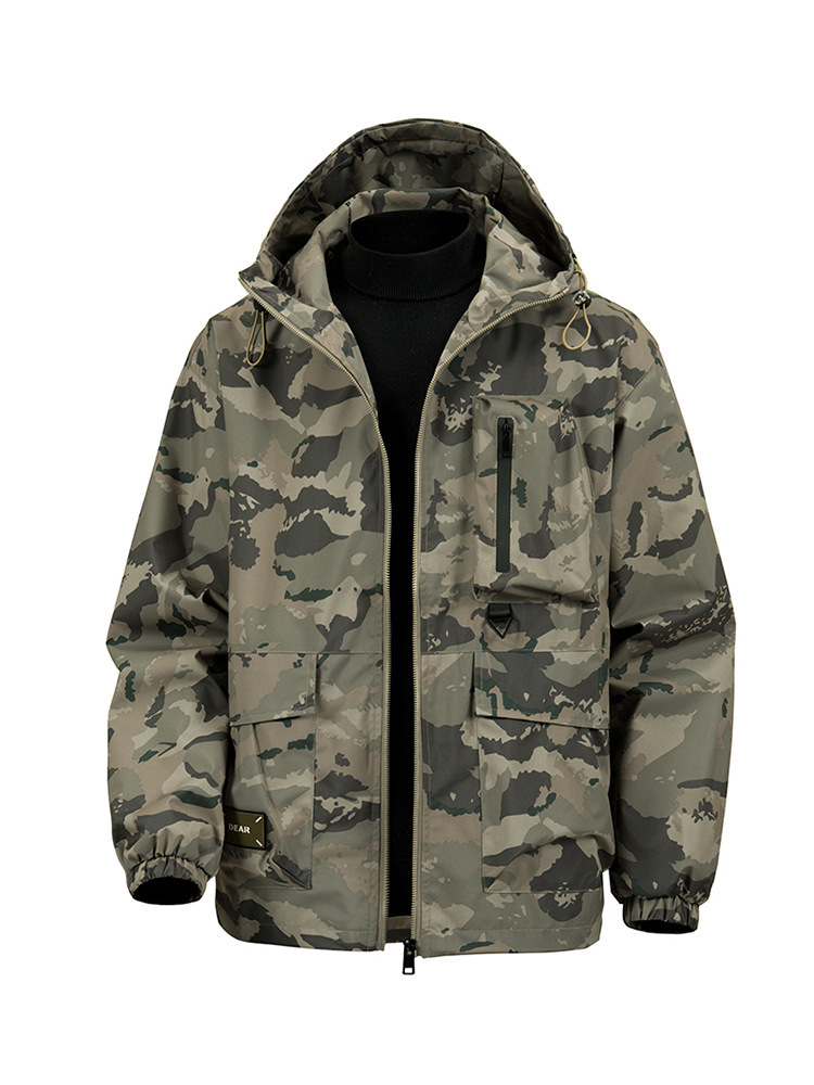 Cross-Border Wholesale 2025 New Autumn and Winter Men's Hooded Camouflage Jacket Fashionable Water-Repellent Plus Warm Jacket