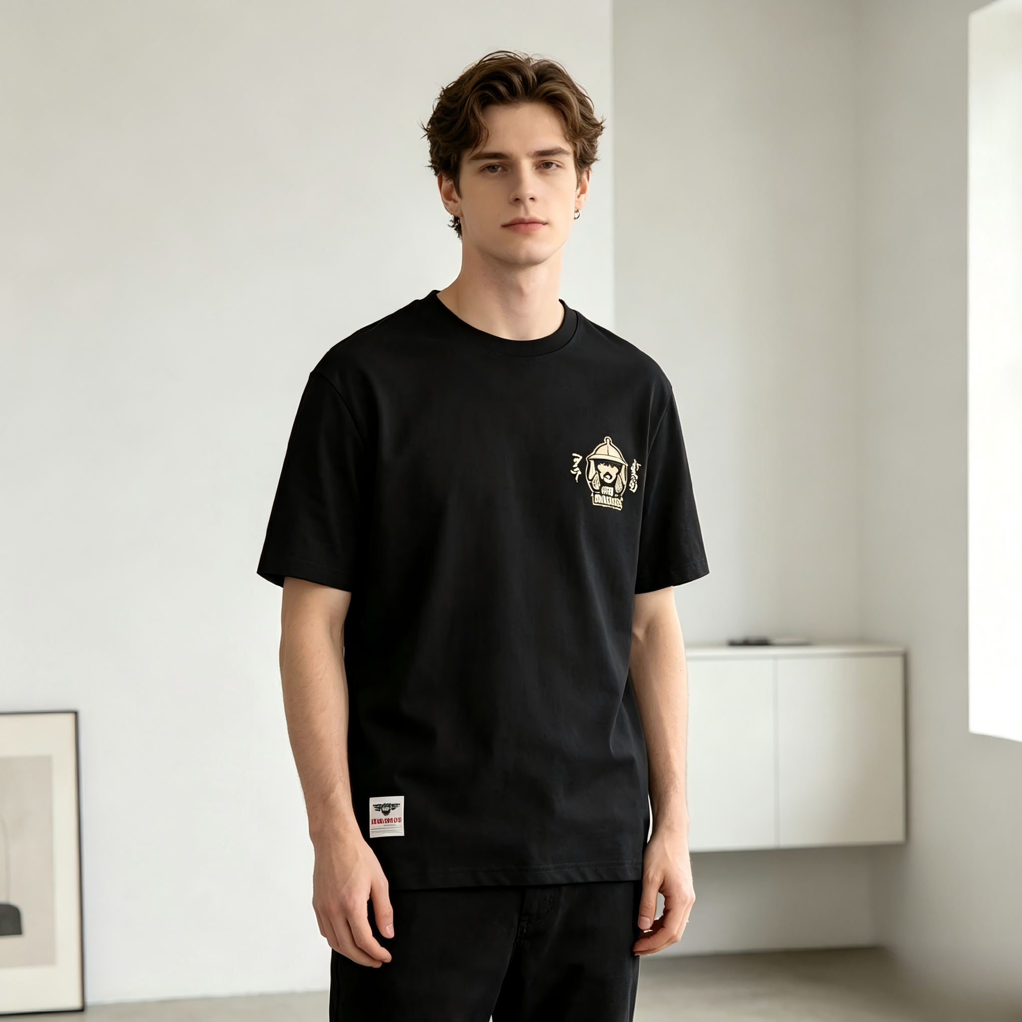 GorgeousBen Men's Ethnic Style Double-Sided Print T-Shirt | Washed Brushed Cotton Retro Summer Tee