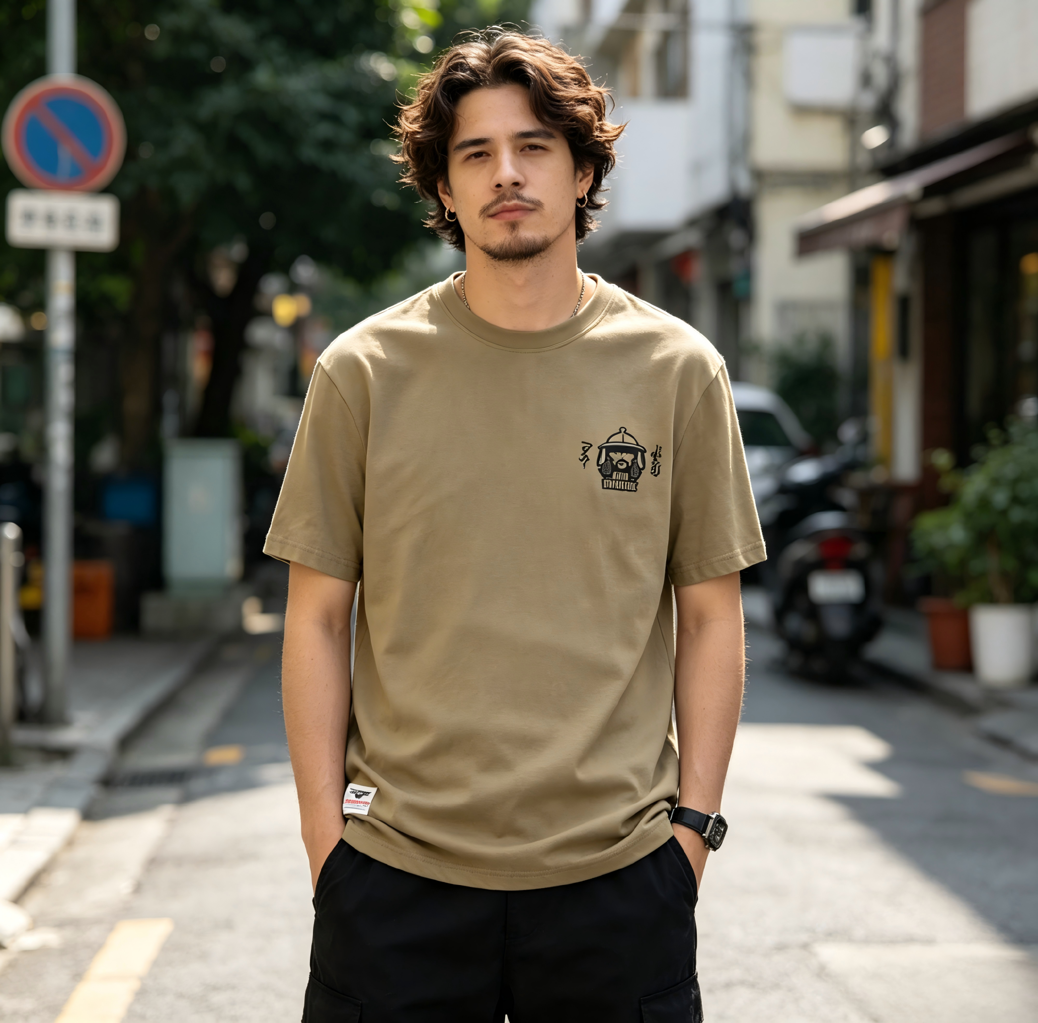 GorgeousBen Men's Ethnic Style Double-Sided Print T-Shirt | Washed Brushed Cotton Retro Summer Tee