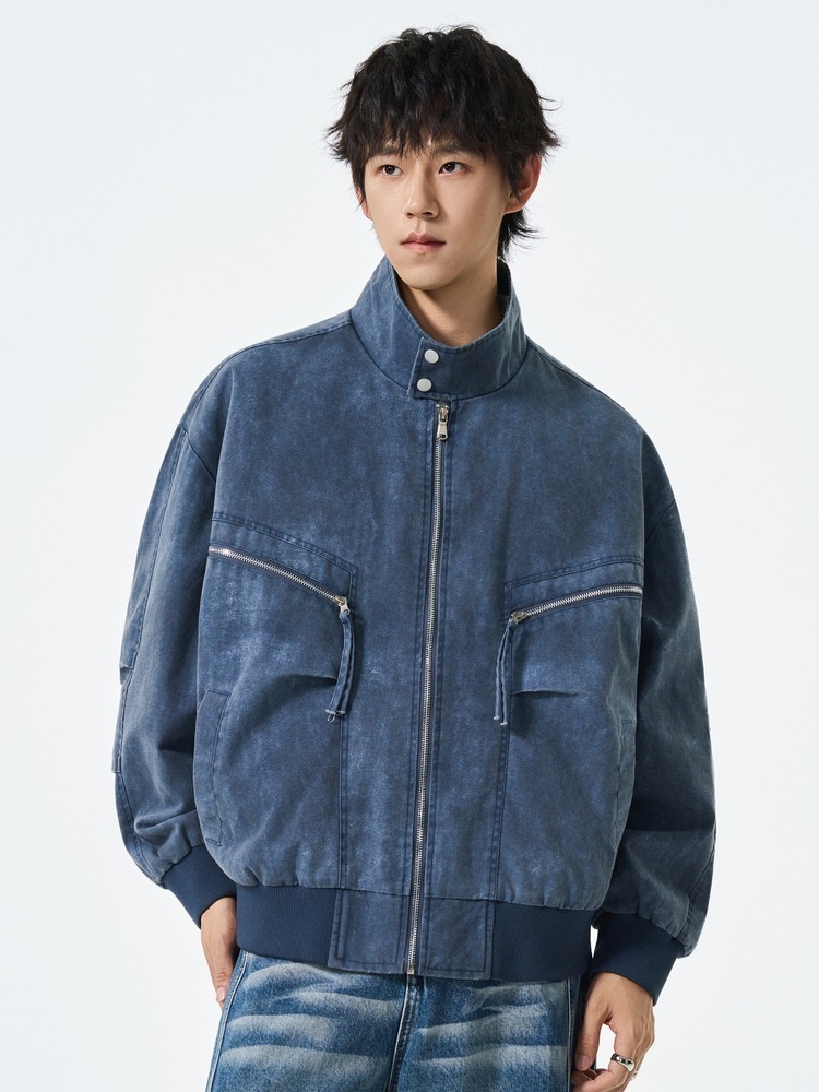 Cross-Border Tiktok Popular Item: Melard Lapel Color-Block American-Style Jacket for Early Spring Men's Outerwear, Couple Style
