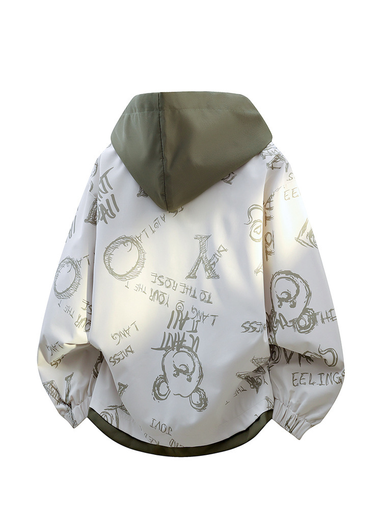 2026 Spring and Autumn New Loose Casual Versatile Trendy Brand Fashion Youth Fake Two-Piece Jacket Top Trendy