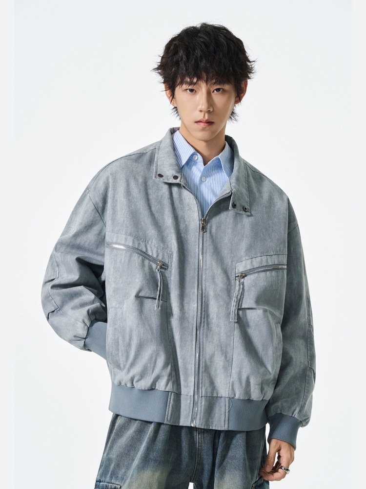 Cross-Border Tiktok Popular Item: Melard Lapel Color-Block American-Style Jacket for Early Spring Men's Outerwear, Couple Style