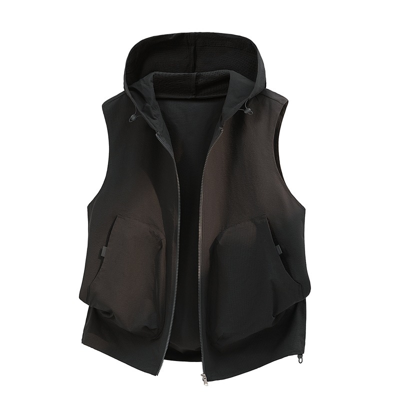 Group Purchase of Light Luxury Men's Vests 2026 Spring and Autumn Casual Outdoor Sports Hooded Vests with a High-End Feel