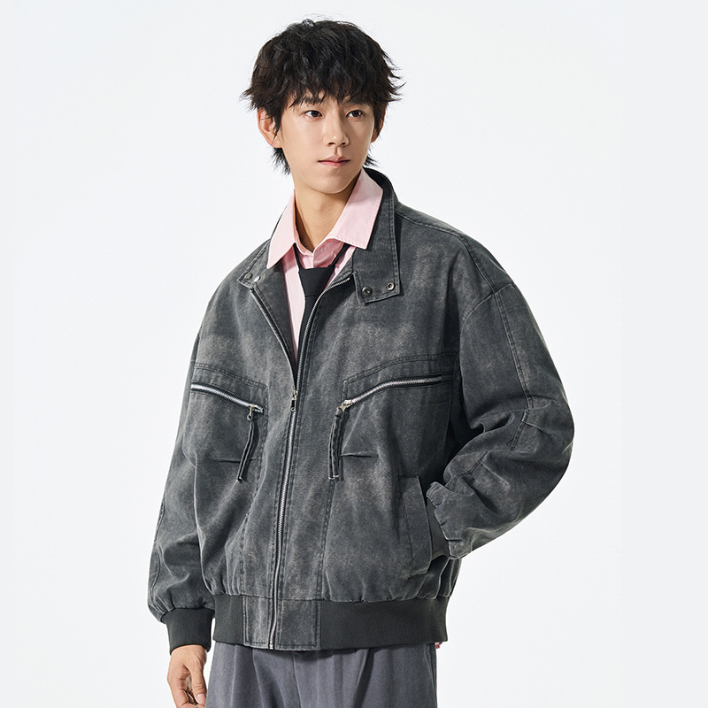 Cross-Border Tiktok Popular Item: Melard Lapel Color-Block American-Style Jacket for Early Spring Men's Outerwear, Couple Style