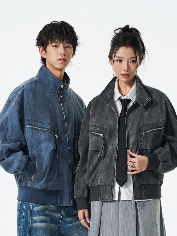Cross-Border Tiktok Popular Item: Melard Lapel Color-Block American-Style Jacket for Early Spring Men's Outerwear, Couple Style