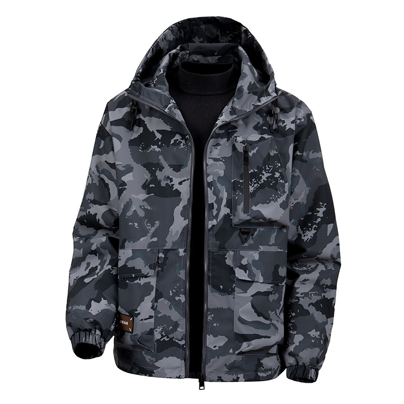 Cross-Border Wholesale 2025 New Autumn and Winter Men's Hooded Camouflage Jacket Fashionable Water-Repellent Plus Warm Jacket