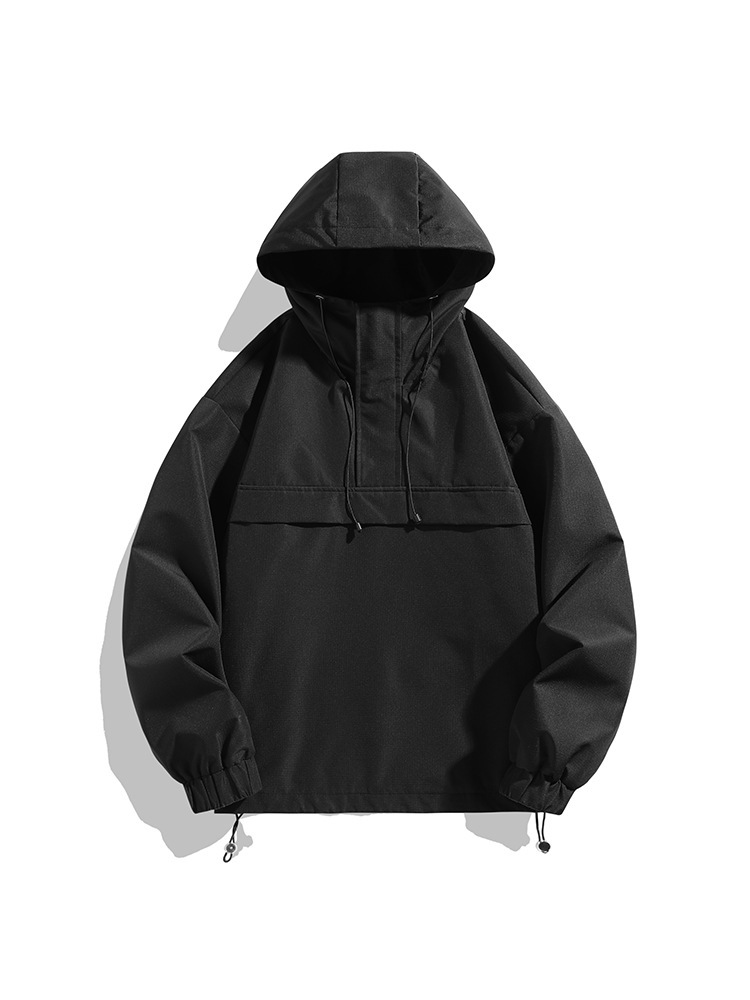 2025 New Hooded Jacket Men's Functional Style Workwear Outdoor Hooded Pullover Half Open Collar Jacket