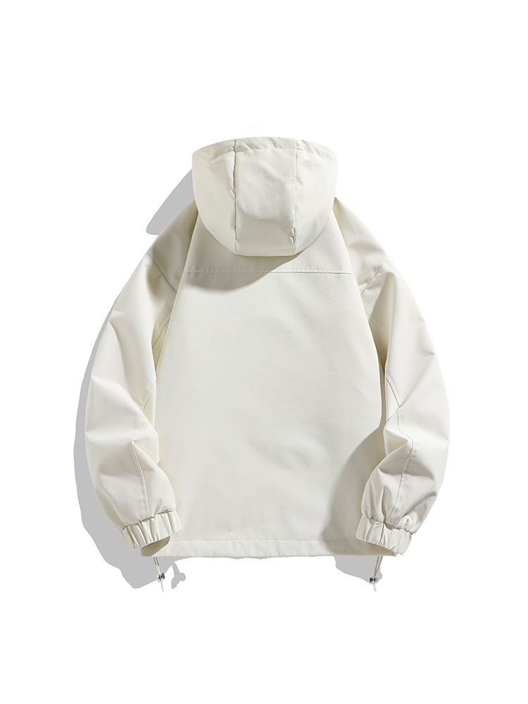 2025 New Hooded Jacket Men's Functional Style Workwear Outdoor Hooded Pullover Half Open Collar Jacket