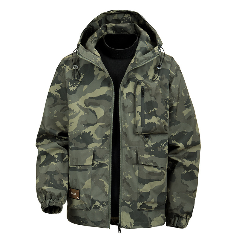 Cross-Border Wholesale 2025 New Autumn and Winter Men's Hooded Camouflage Jacket Fashionable Water-Repellent Plus Warm Jacket