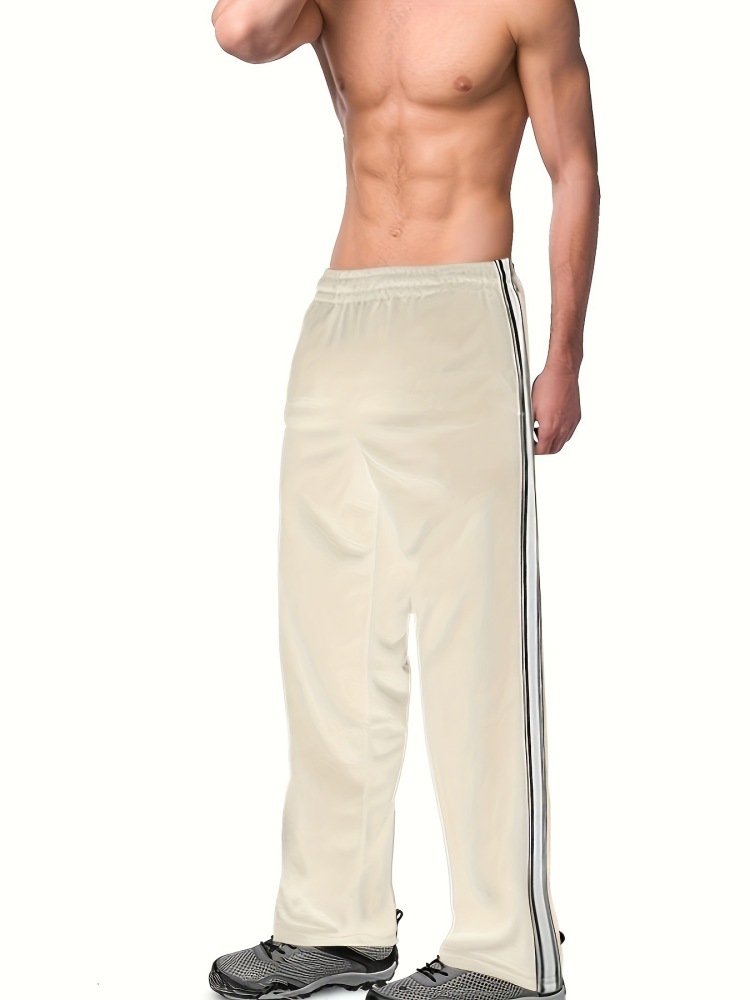 European and American Cross-Border Spring and Summer Men's Straight-Leg Sports Pants, Foreign Trade Casual Fitness Pants, Striped Loose Running Sweatpants for Men