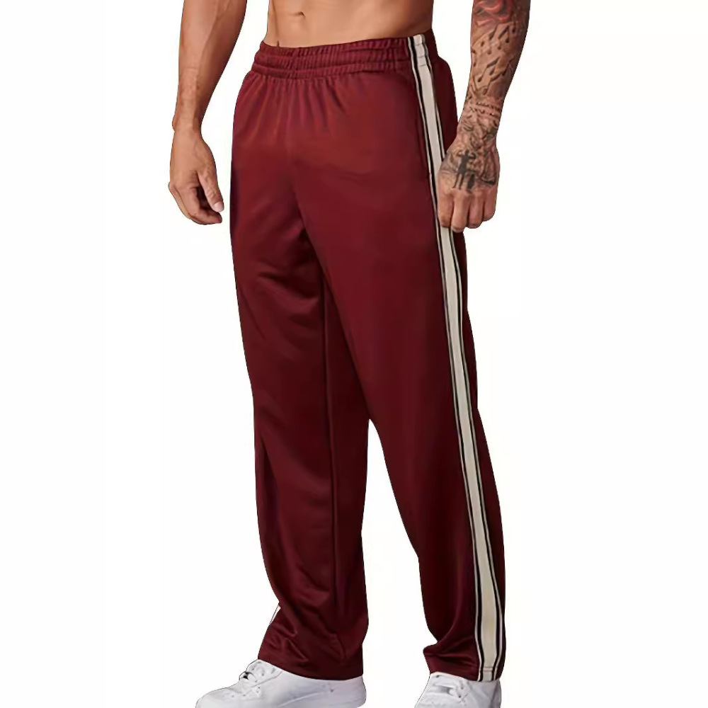European and American Cross-Border Spring and Summer Men's Straight-Leg Sports Pants, Foreign Trade Casual Fitness Pants, Striped Loose Running Sweatpants for Men
