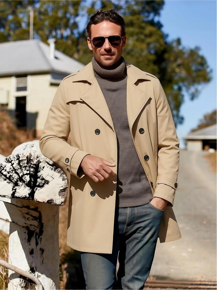 GorgeousBen Men's Business Casual Double-breasted Autumn Trench Coat