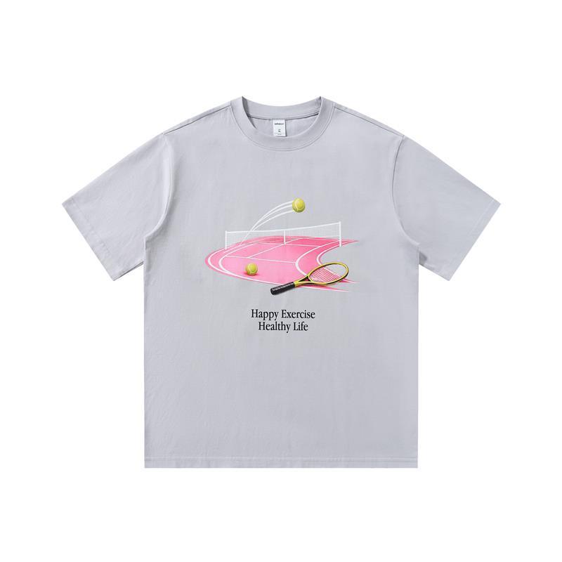 GorgeousBen Men's Cool Tennis Print T-Shirt, 180-250GSM Cotton Casual Loose Short Sleeve Top, 2026 Spring Summer Sportswear