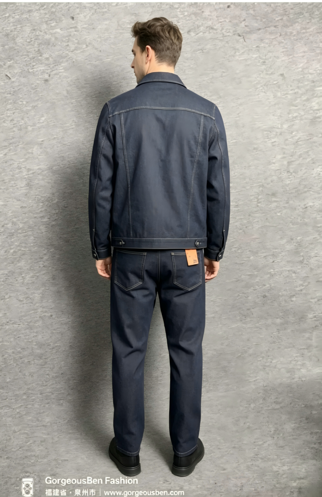 GorgeousBen Men's Raw Denim Utility Workwear Set New Arrival Spring Autumn American Retro Casual Loose Minimalist Streetwear