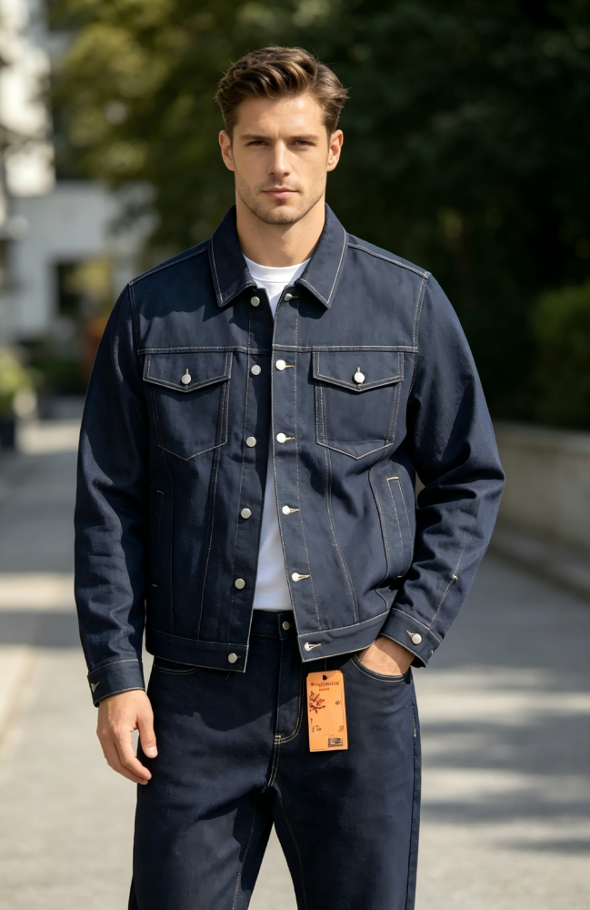 GorgeousBen Men's Raw Denim Utility Workwear Set New Arrival Spring Autumn American Retro Casual Loose Minimalist Streetwear