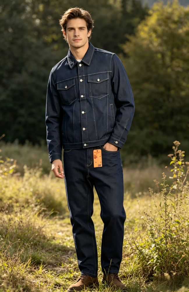 GorgeousBen Men's Raw Denim Utility Workwear Set New Arrival Spring Autumn American Retro Casual Loose Minimalist Streetwear