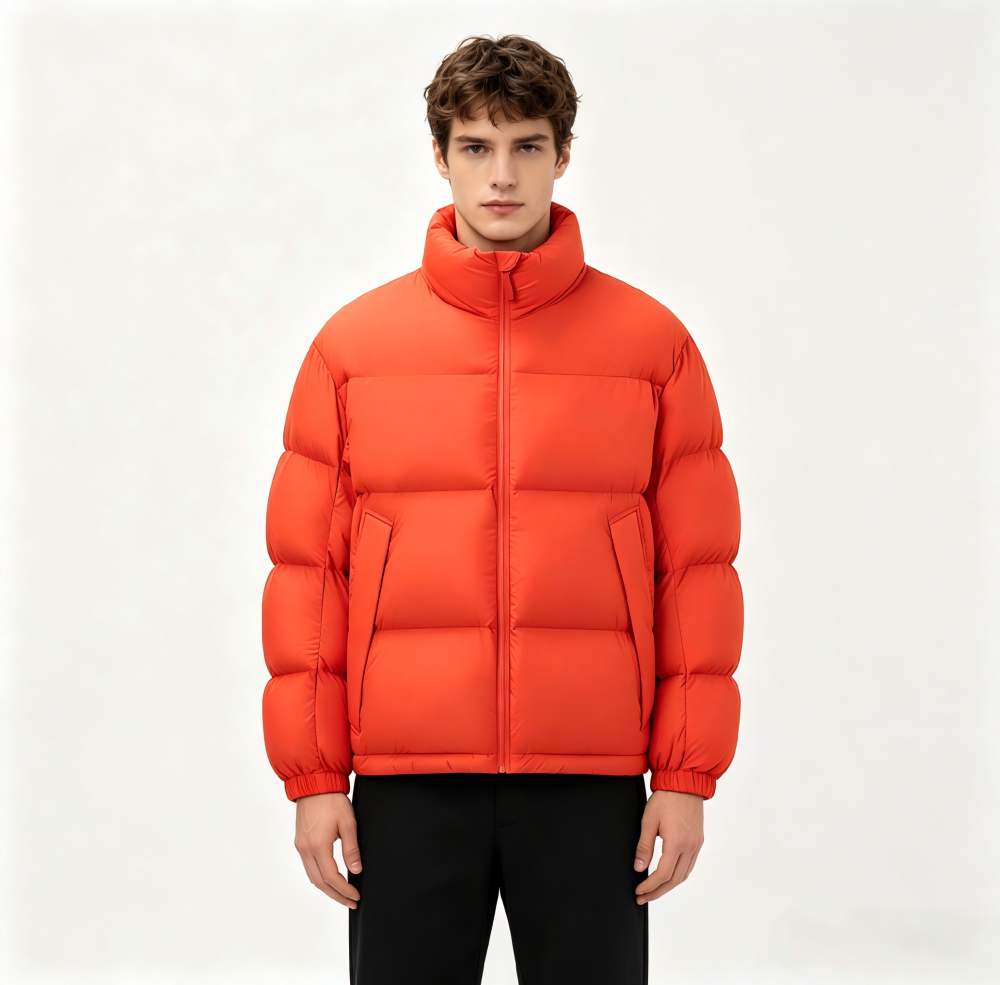 GrogeousBen Men Solid Color Down Puffer Jackets  winter outwear Jacket Cropped Puffer jackets