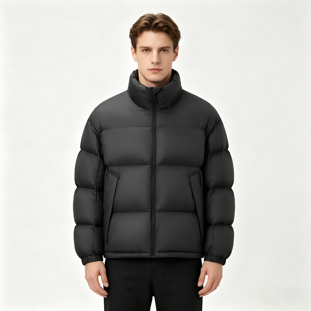 GrogeousBen Men Solid Color Down Puffer Jackets  winter outwear Jacket Cropped Puffer jackets