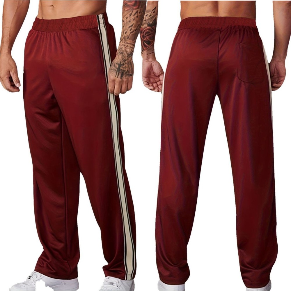 European and American Cross-Border Spring and Summer Men's Straight-Leg Sports Pants, Foreign Trade Casual Fitness Pants, Striped Loose Running Sweatpants for Men