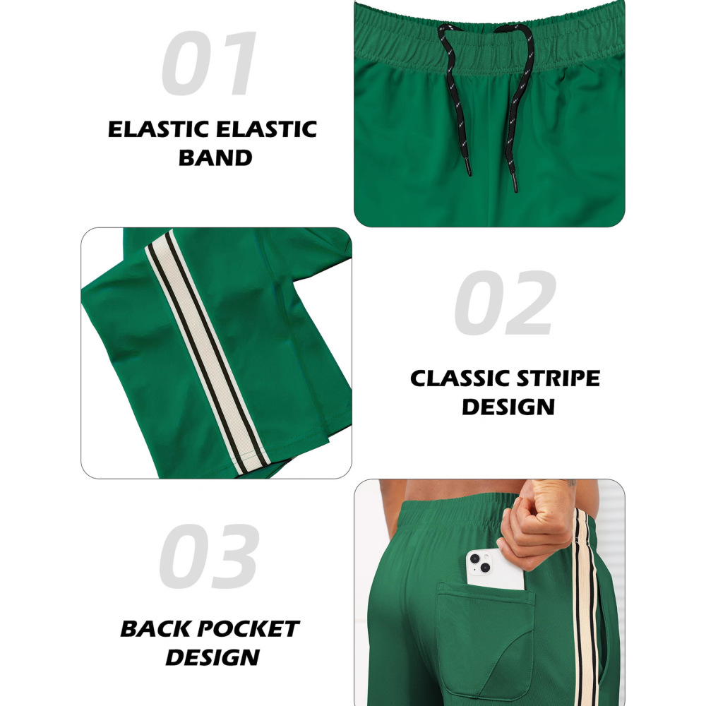 European and American Cross-Border Spring and Summer Men's Straight-Leg Sports Pants, Foreign Trade Casual Fitness Pants, Striped Loose Running Sweatpants for Men