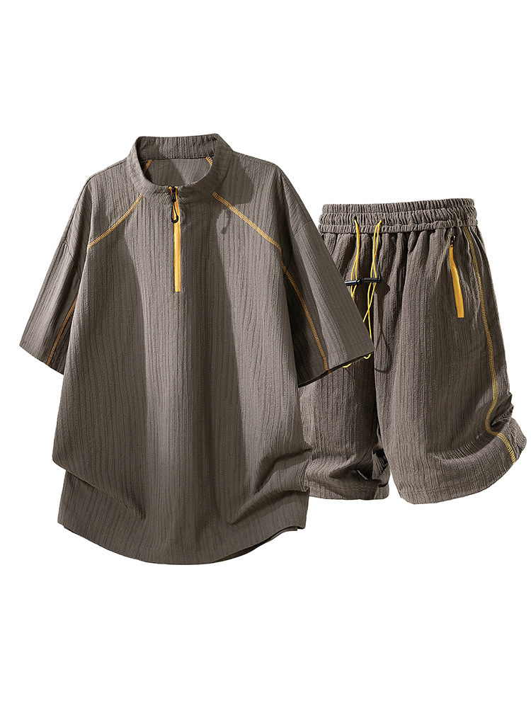 Ice Silk Summer Trendy Quick-Dry Casual Sports T-Shirt Set New Stylish T-Shirt and Shorts Combination