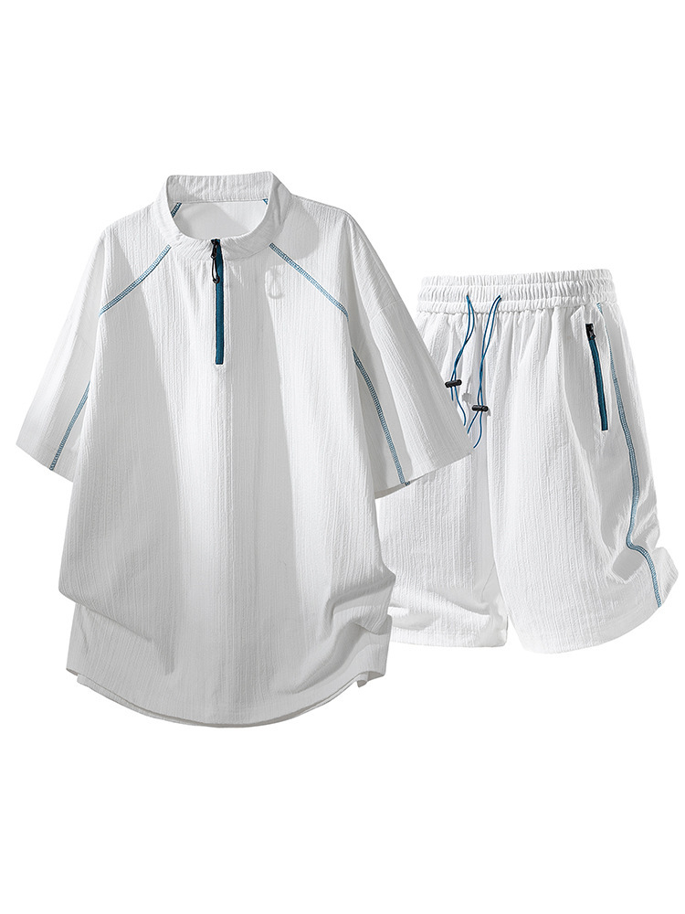 Ice Silk Summer Trendy Quick-Dry Casual Sports T-Shirt Set New Stylish T-Shirt and Shorts Combination