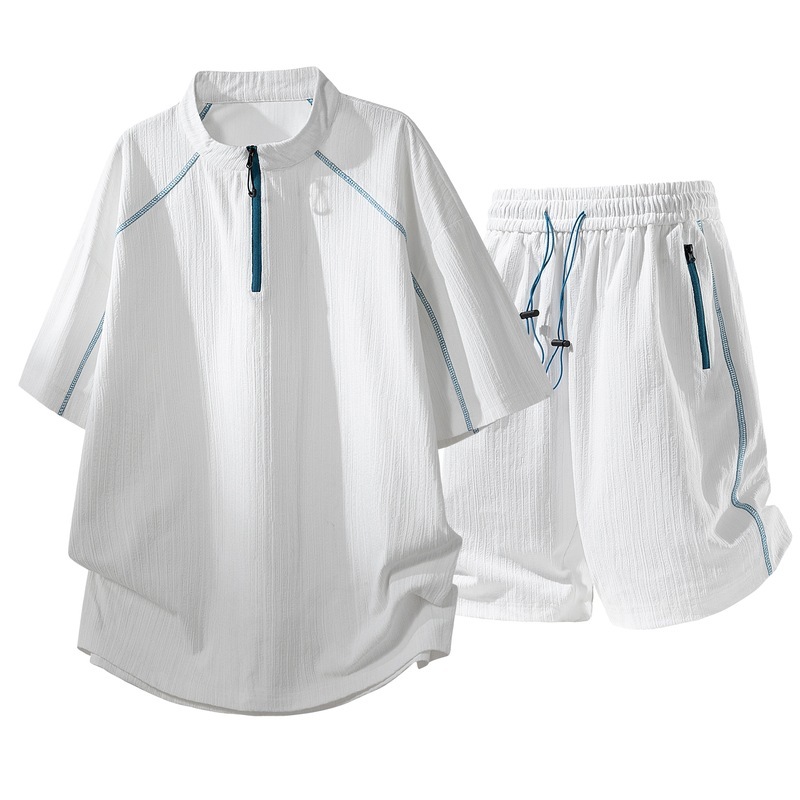 Ice Silk Summer Trendy Quick-Dry Casual Sports T-Shirt Set New Stylish T-Shirt and Shorts Combination