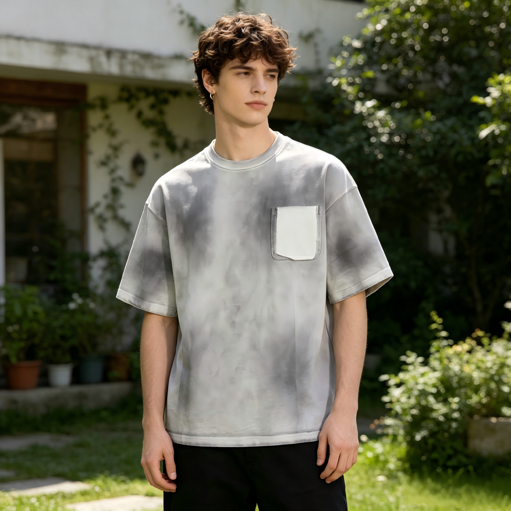 GorgeousBen Men’s Retro Anime Print T-Shirt 275g Cotton Washed Oversized Drop Shoulder Tee Streetwear S-XXL