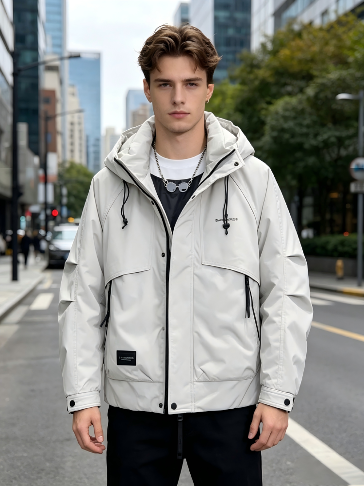 GorgeousBen Fashion Brand Men's 2025 New Workwear Down Jacket Oversized Warm Hooded Winter Padded Coat