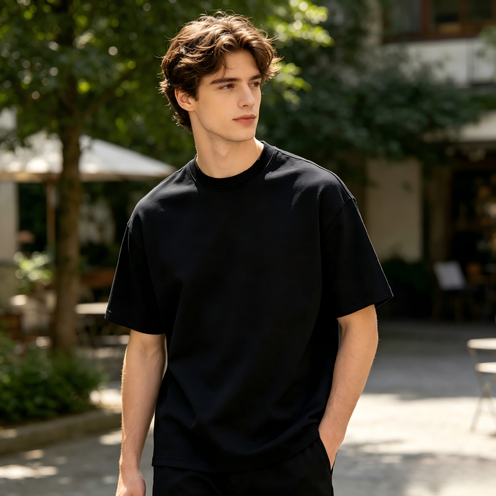 GorgeousBen Men’s Nature Collage Print T-Shirt 250g Cotton Washed Oversized Drop Shoulder Tee Streetwear S-XXL