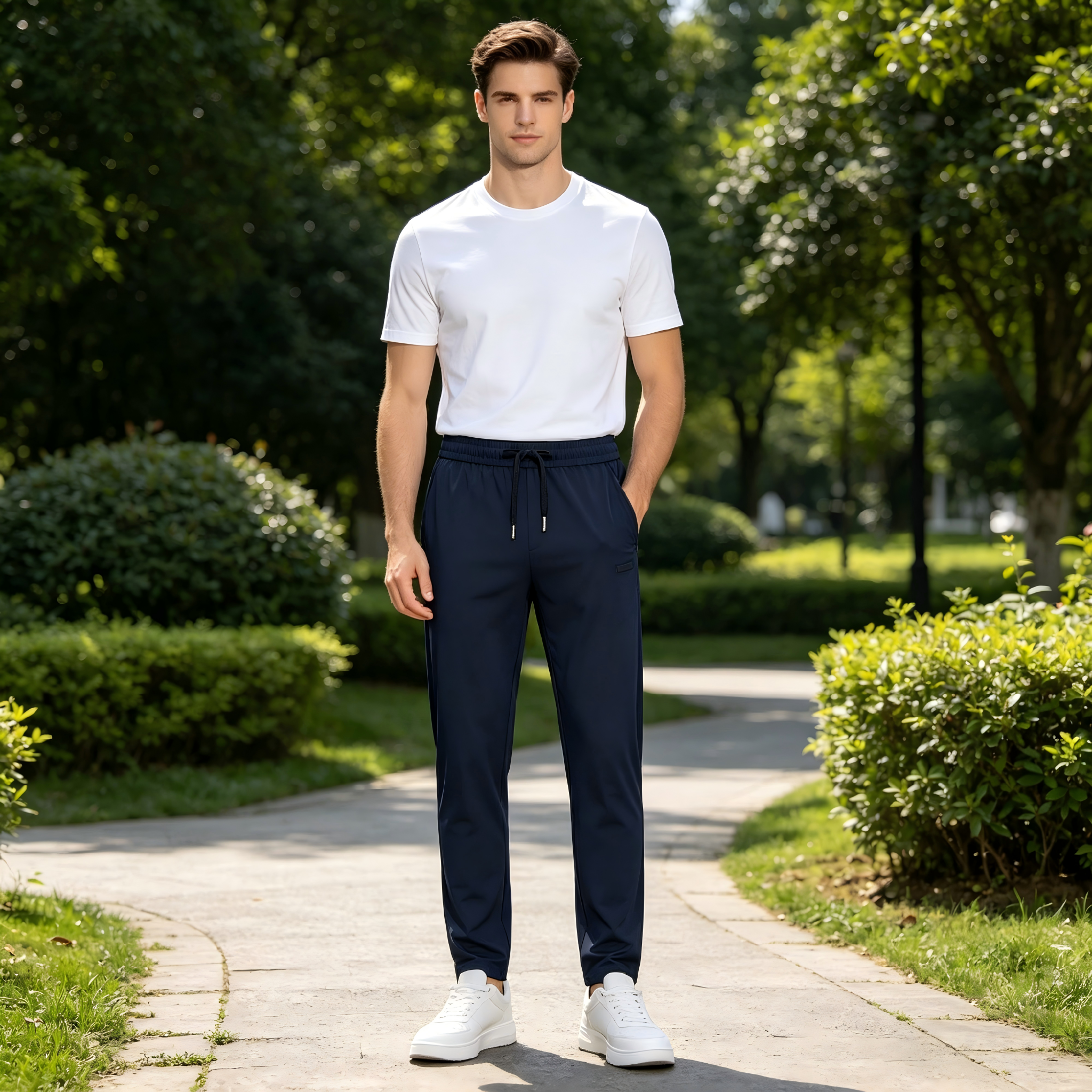 GrogeousBen Men's Pants Summer Thin Casual Stretch Quick Dry Sports Pants Elastic Men's Straight Pants