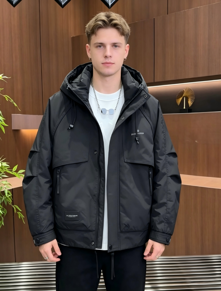 GorgeousBen Fashion Brand Men's 2025 New Workwear Down Jacket Oversized Warm Hooded Winter Padded Coat