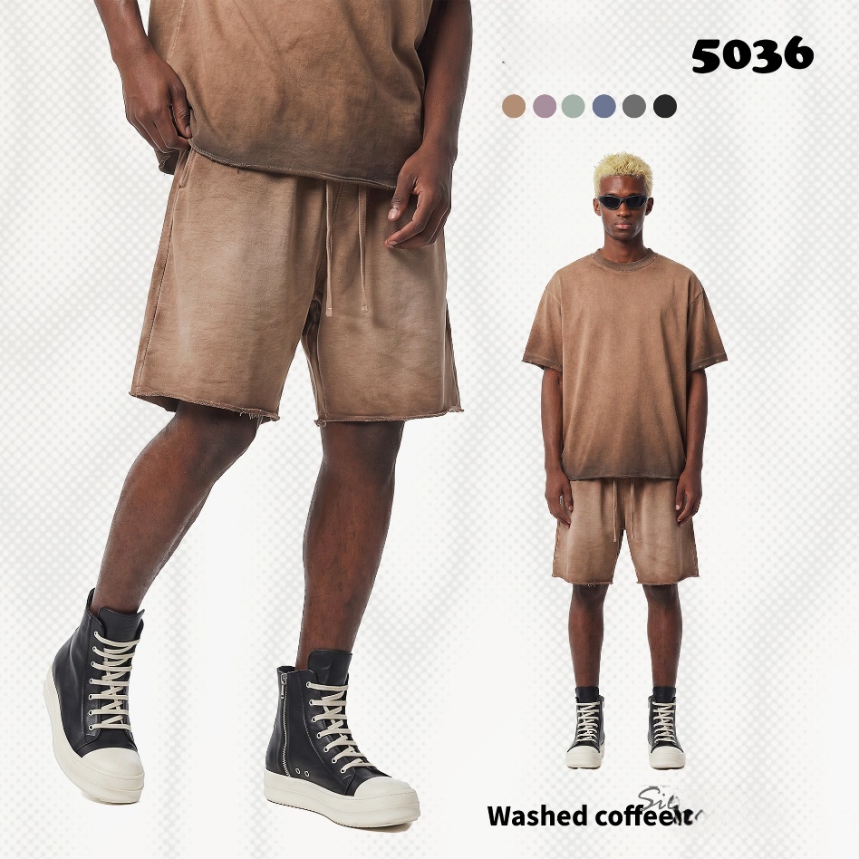 GorgeousBen Men's Vintage Washed Cotton Shorts, 320G Heavyweight Loose Fit Streetwear Shorts, S-2XL