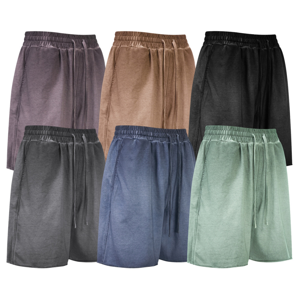 GorgeousBen Men's Vintage Washed Cotton Shorts, 320G Heavyweight Loose Fit Streetwear Shorts, S-2XL