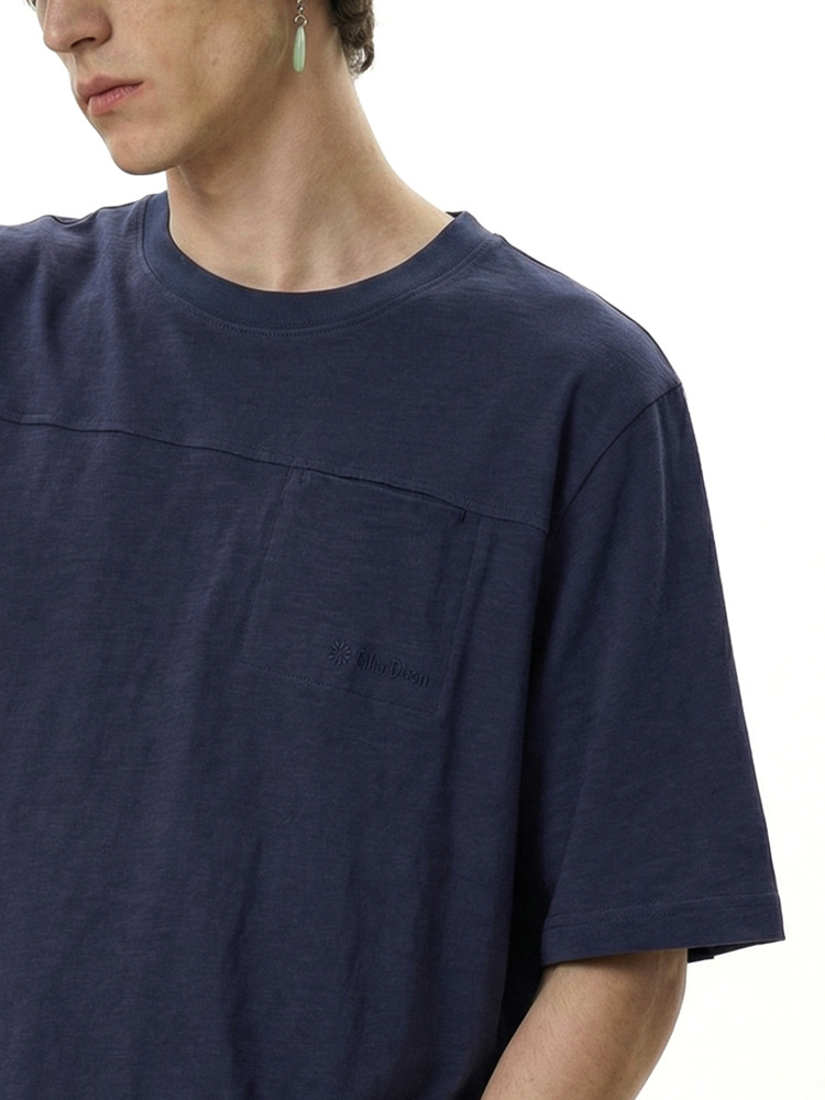 GorgeousBen Men's Bamboo Cotton Pocket Embroidered T-Shirt Loose Streetwear Tee for Spring Summer, M/L/XL