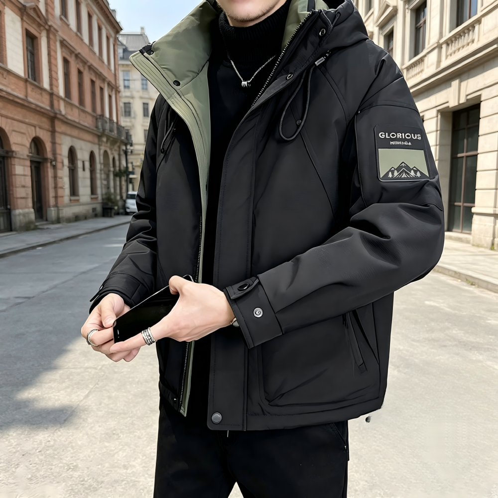 GorgeousBen New national standard men's down jacket 2024 winter thick warm loose men's hooded duck down jacket