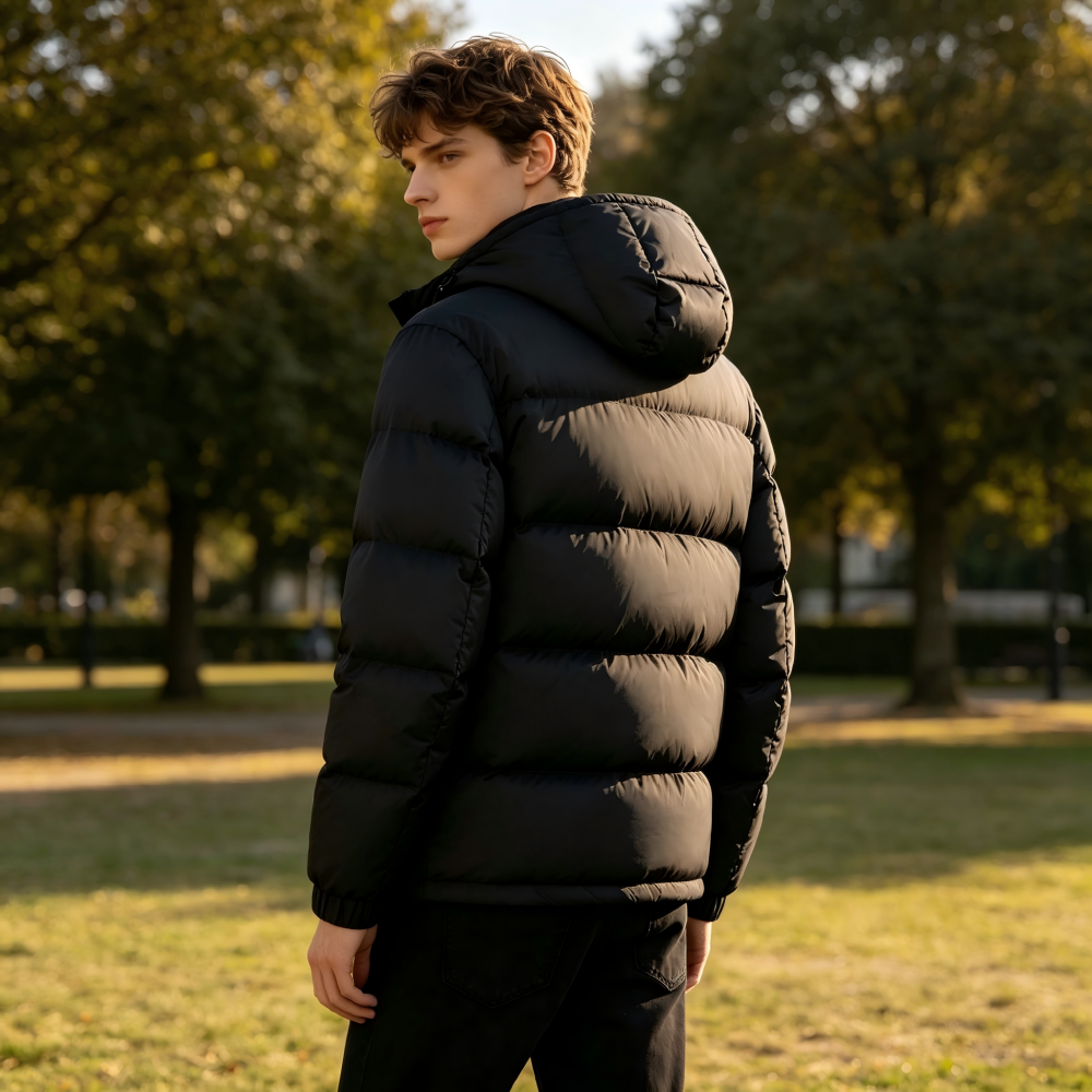 GorgeousBen European fashion brand men's down jacket with small monster embroidery hooded warm jacket  winter white duck down