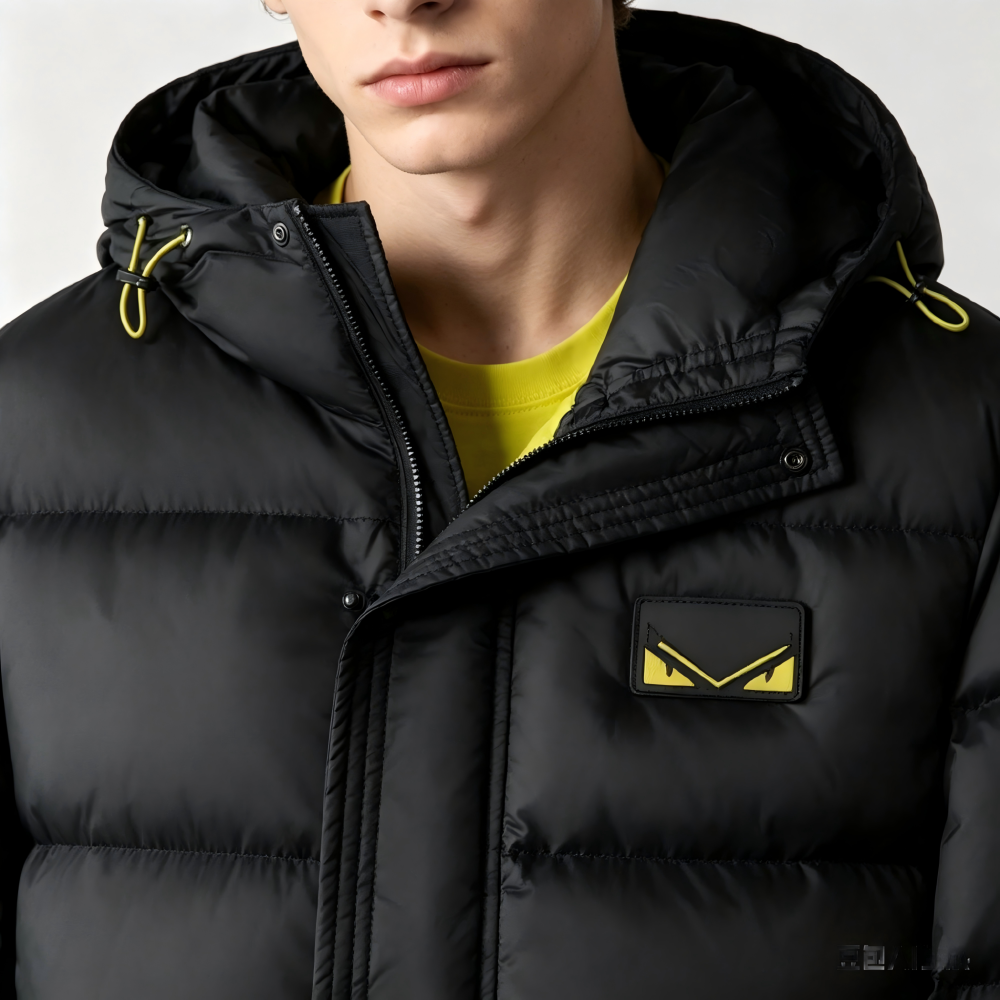 GorgeousBen European fashion brand men's down jacket with small monster embroidery hooded warm jacket  winter white duck down