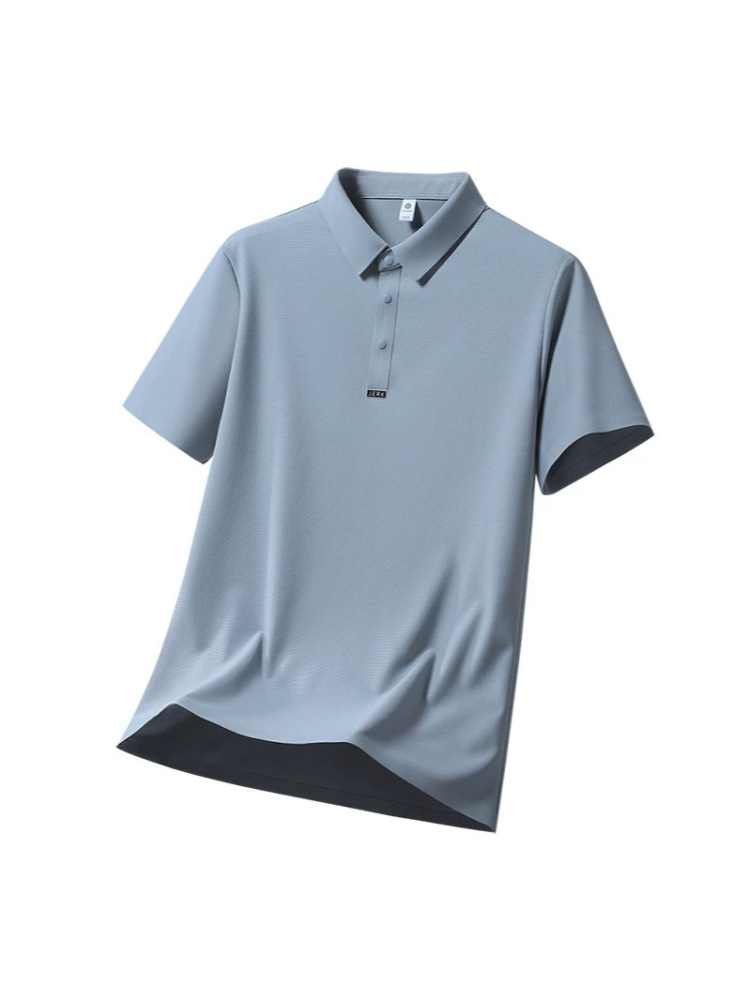 GorgeousBen Men's Ice Silk Polo Shirt, Casual Business Short Sleeve, Breathable Solid Color Top, Summer, M-5XL