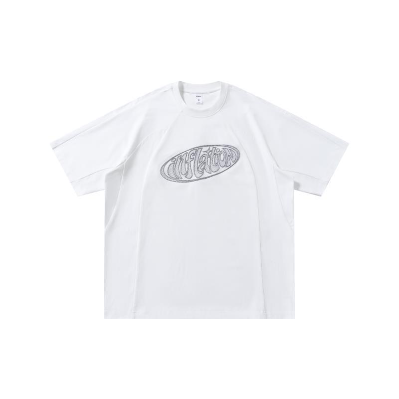 GorgeousBen Men's American Vintage Oversized Embroidered T-Shirt Streetwear Crew Neck Tee for Casual Summer, M-L-XL