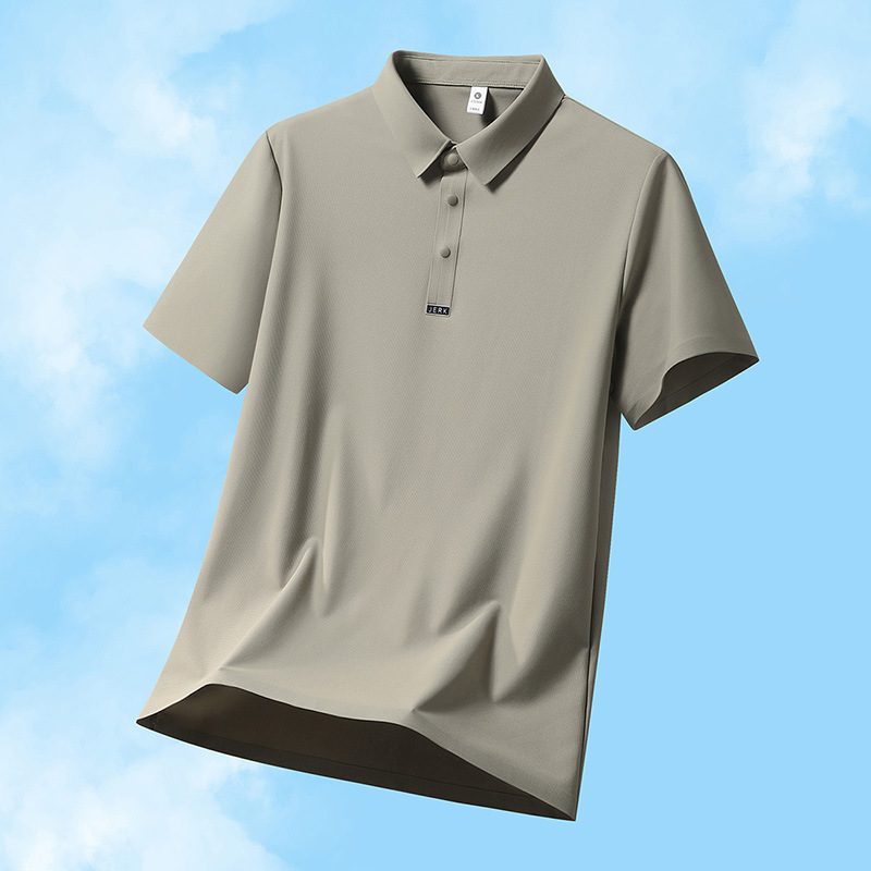 GorgeousBen Men's Ice Silk Polo Shirt, Casual Business Short Sleeve, Breathable Solid Color Top, Summer, M-5XL