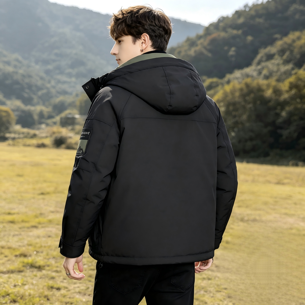 GorgeousBen New national standard men's down jacket 2024 winter thick warm loose men's hooded duck down jacket