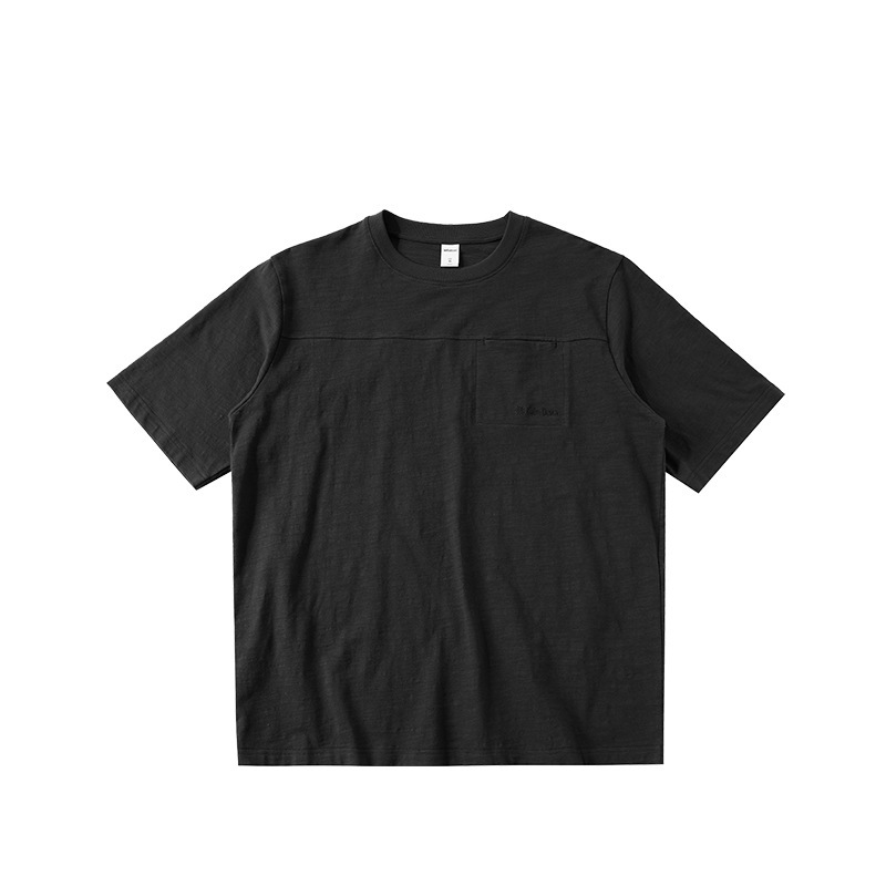 GorgeousBen Men's Bamboo Cotton Pocket Embroidered T-Shirt Loose Streetwear Tee for Spring Summer, M/L/XL